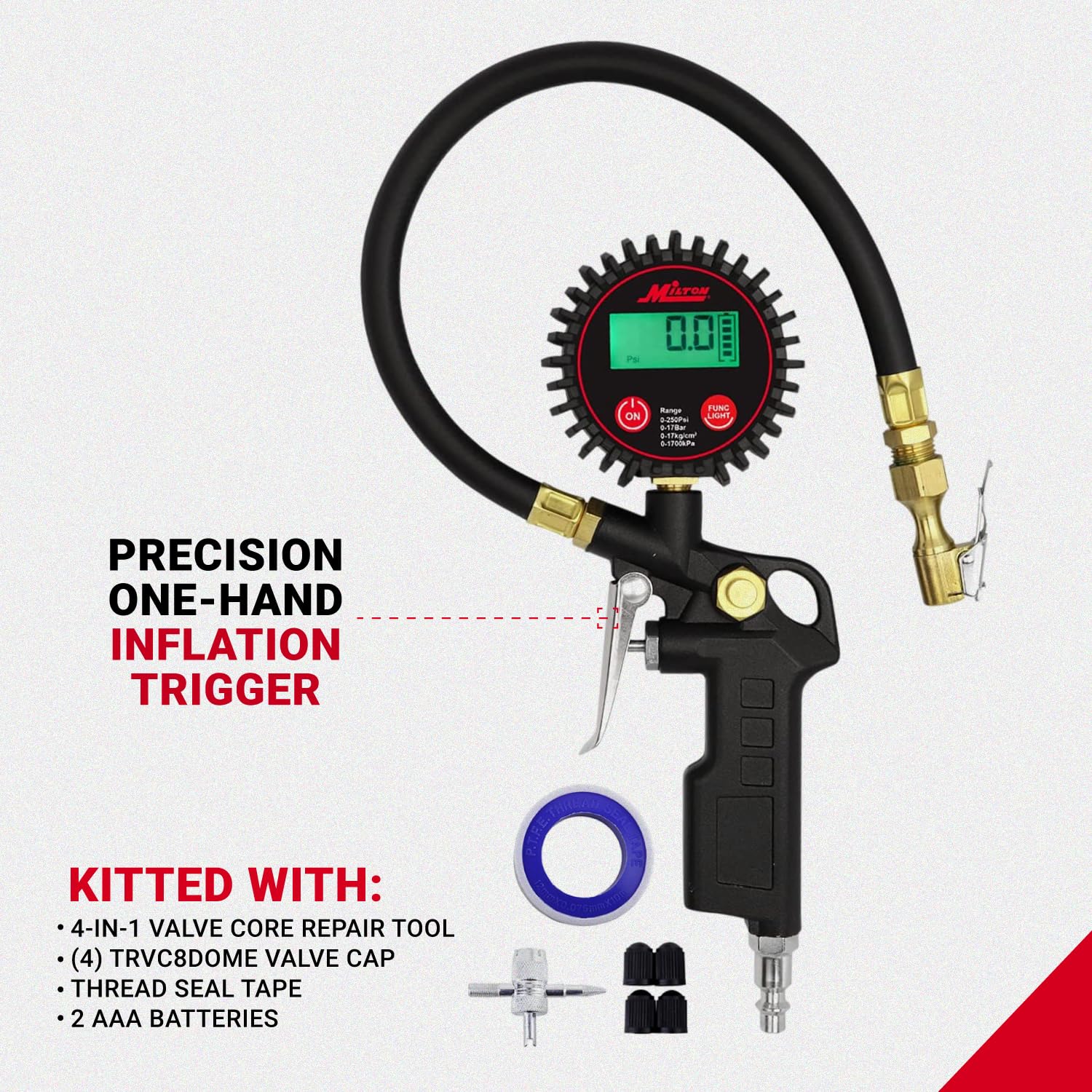 Foto 4 pulgar | Inflador Digital De Neumáticos Milton 507kit Con Medidor Preciso De 250 Psi - Venta Internacional.
