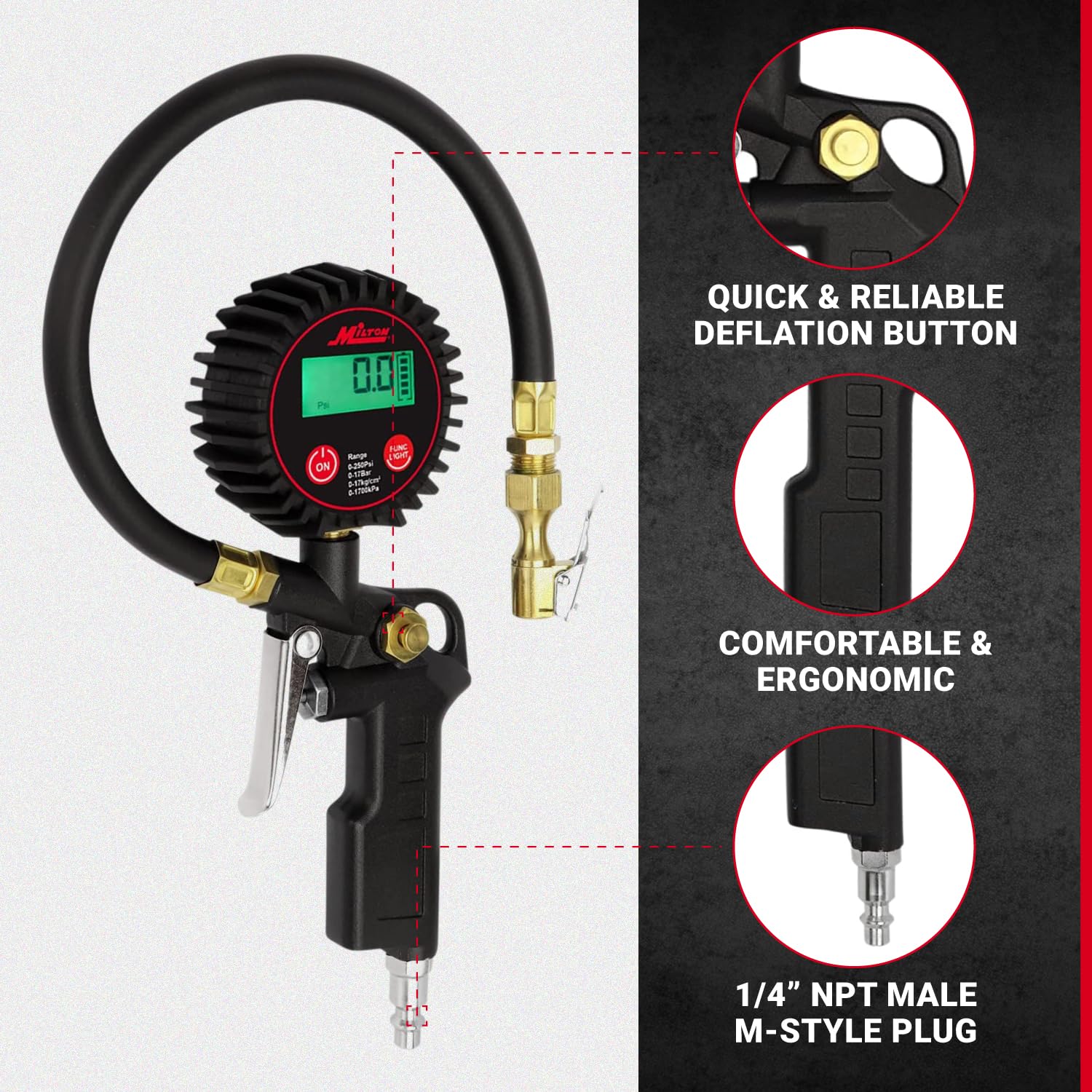 Foto 5 pulgar | Inflador Digital De Neumáticos Milton 507kit Con Medidor Preciso De 250 Psi - Venta Internacional.