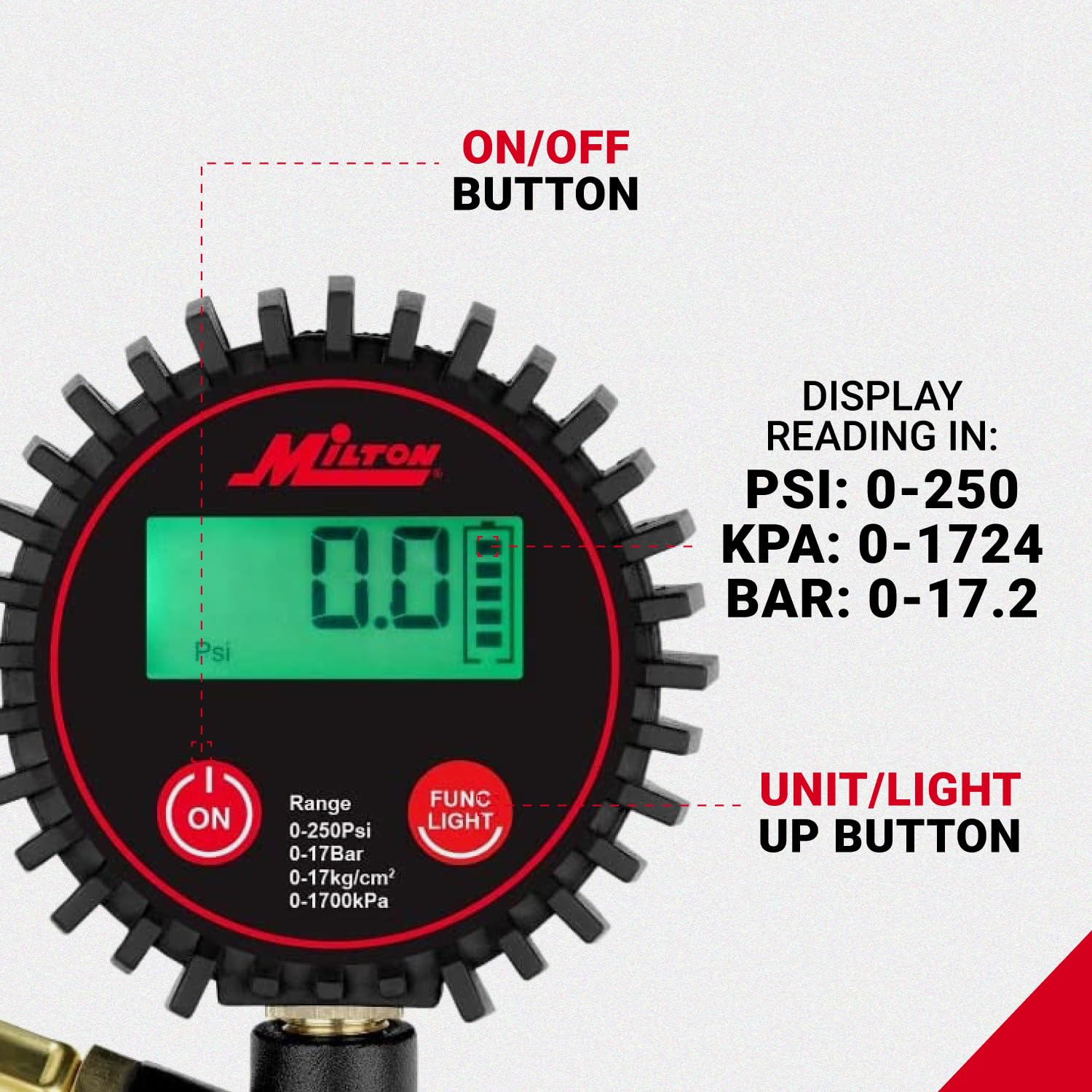 Foto 6 pulgar | Inflador Digital De Neumáticos Milton 507kit Con Medidor Preciso De 250 Psi - Venta Internacional.