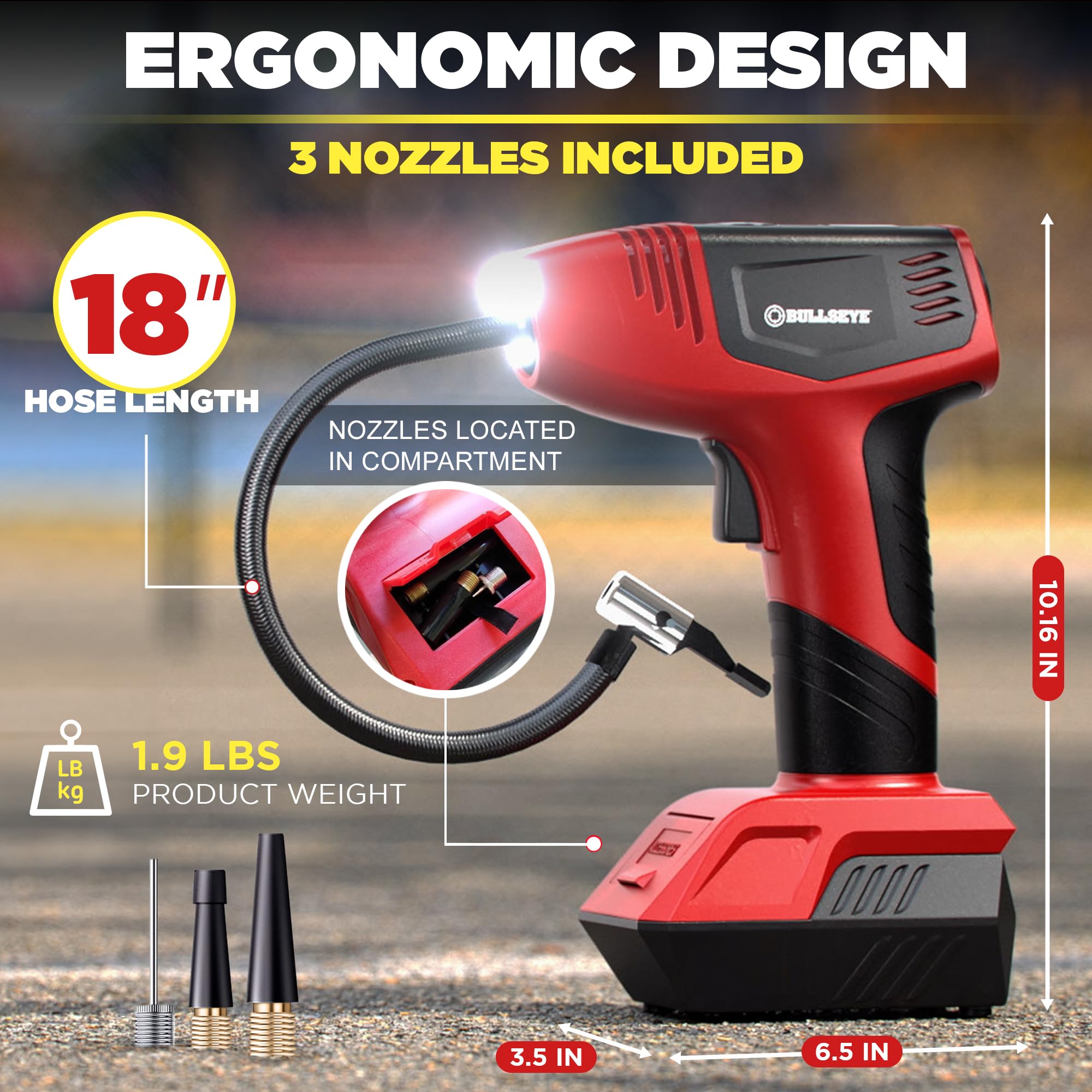 Foto 8 pulgar | Inflador De Neumáticos Bullseye Pro Con Manómetro 150 Psi - Venta Internacional.
