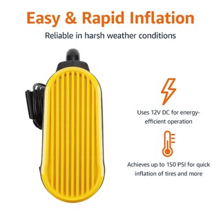 Foto 4 | Inflador De Neumáticos, Compresor De Aire Portátil, 12 V, 150 Psi, Amazon Basics - Venta Internacional.