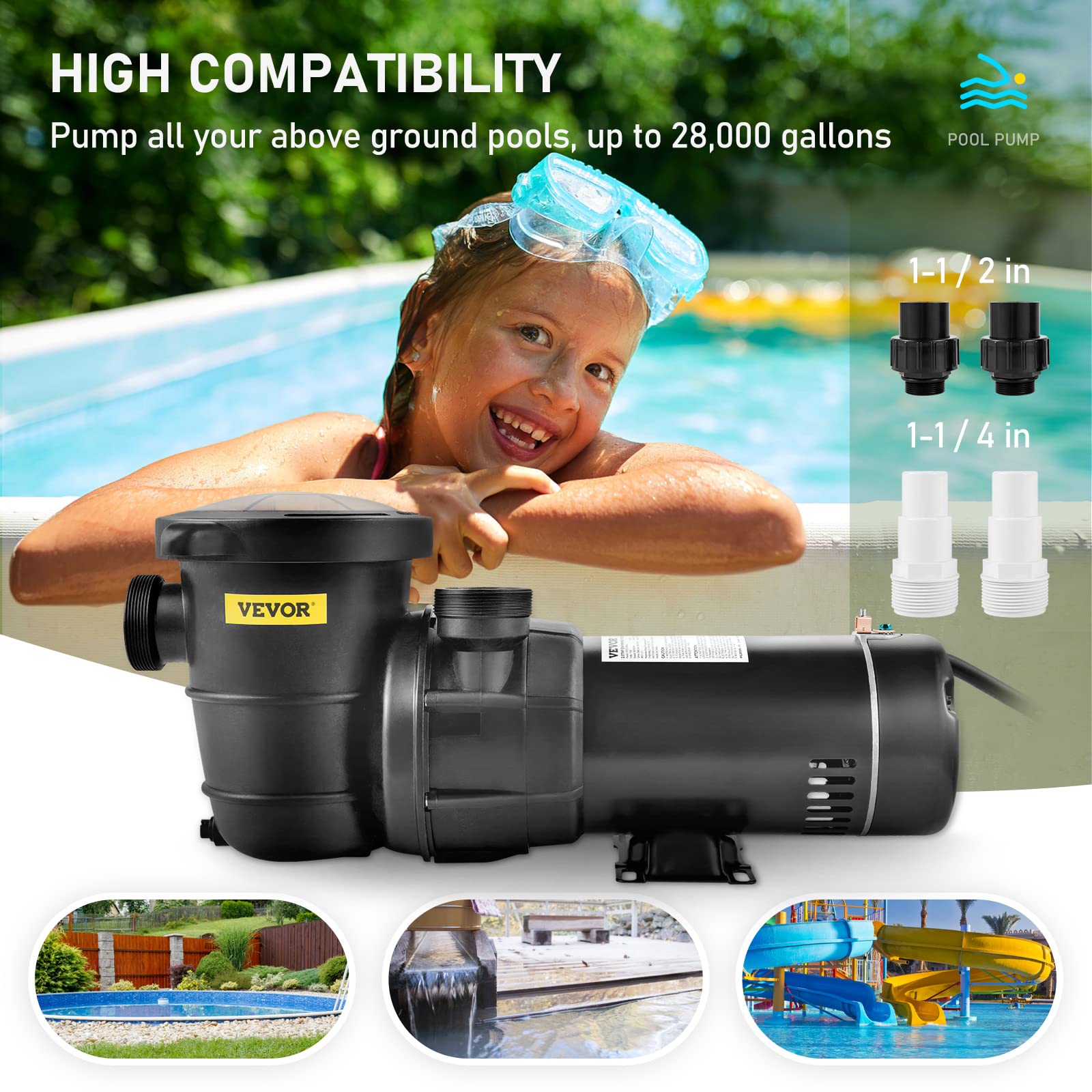 Foto 4 | Bomba De Piscina Vevor 1.5hp 115v 1100w 5280l/h Para Superficie - Venta Internacional.