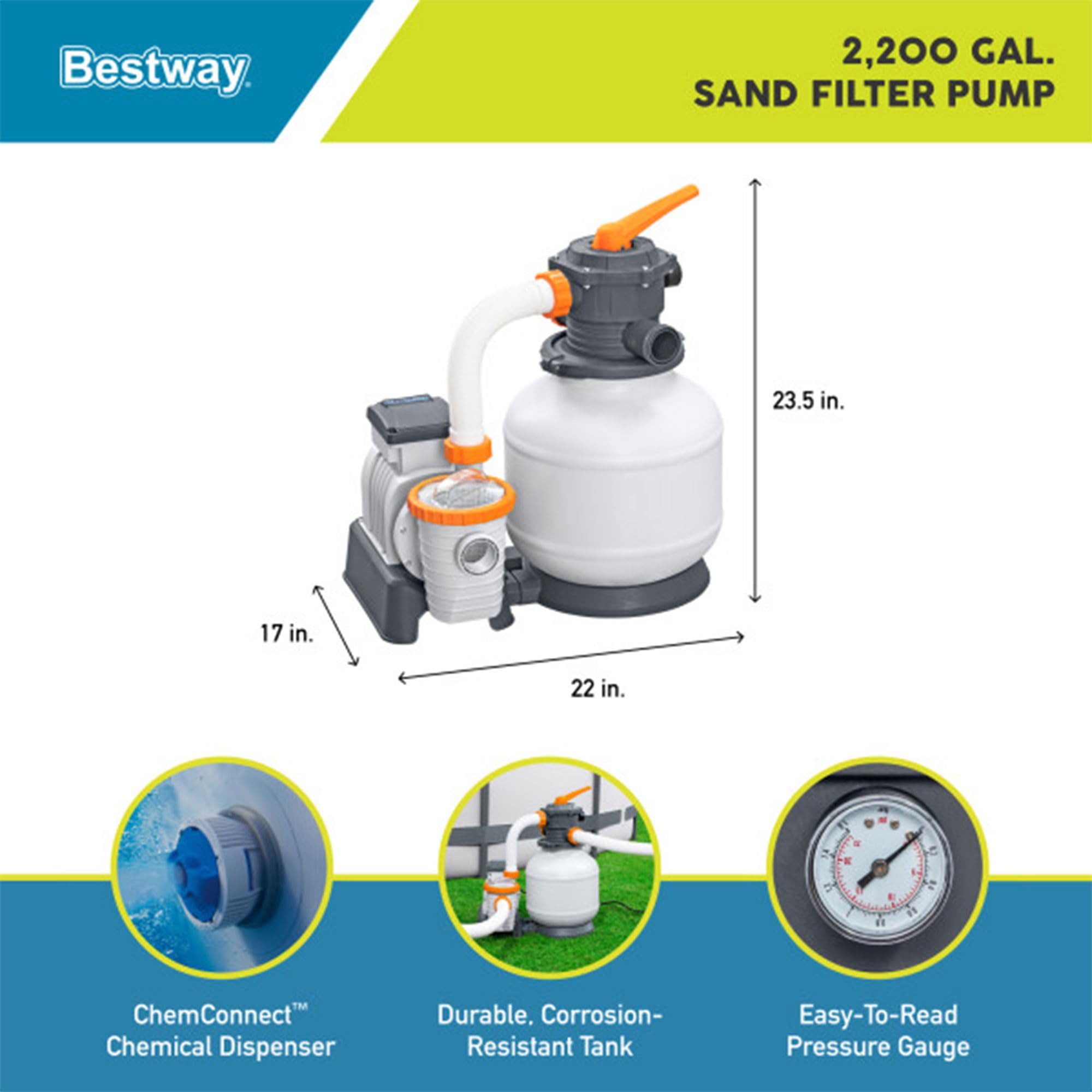 Foto 3 pulgar | Bomba De Piscina Con Filtro De Arena Bestway Flowclear  2200 Galones - Venta Internacional.
