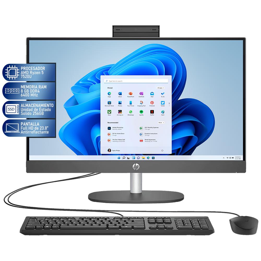 Foto 2 | Computadora All In One Hp Pro 245 G10 Nt Amd Ryzen 5 7520u 8gb Ram 256gb Ssd 23.8'' Windows 11 Home Teclado En Es