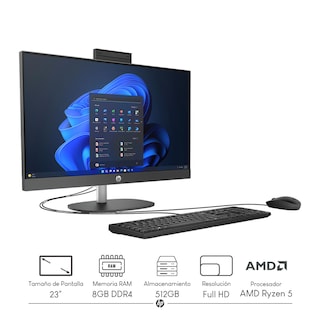 Foto 2 | Combo Computadora AIO HP 245 G10 AMD Ryzen 5-750U 8GB 512GB SSD FHD W11H Negro + Impresora HP