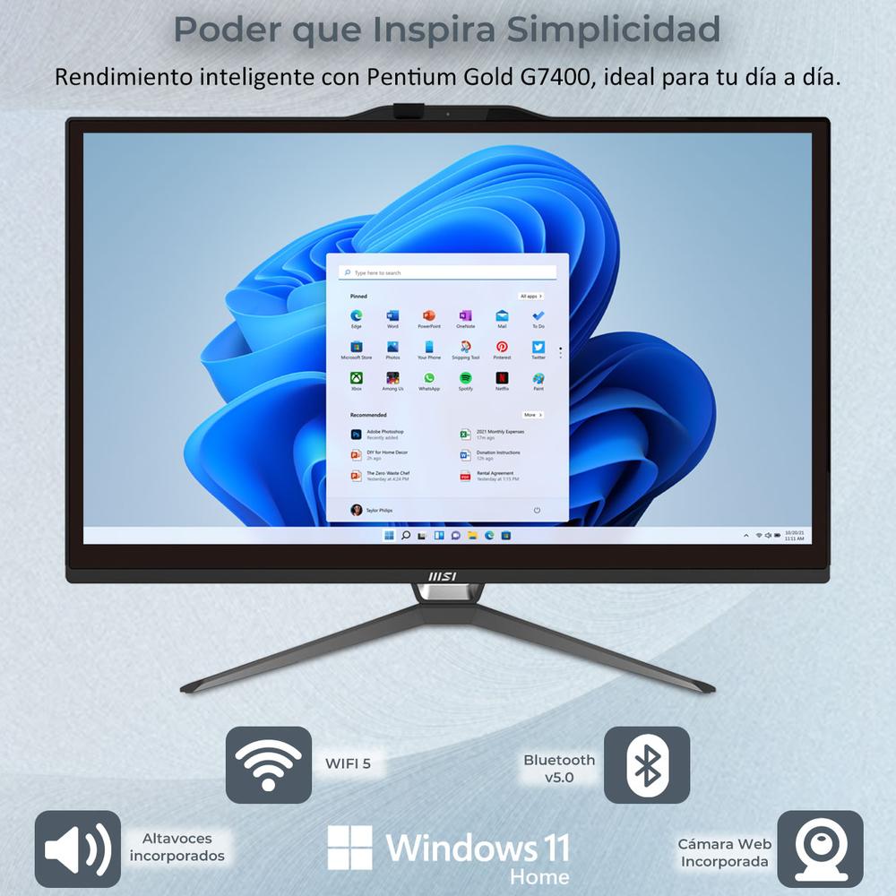 Foto 4 pulgar | All In One Msi Pro Ap222t 13m-068us Pentium Gold G7400 12gb 128gb Ssd 21.5'' Fhd Touch Screen Usb-c Teclado Mouse
