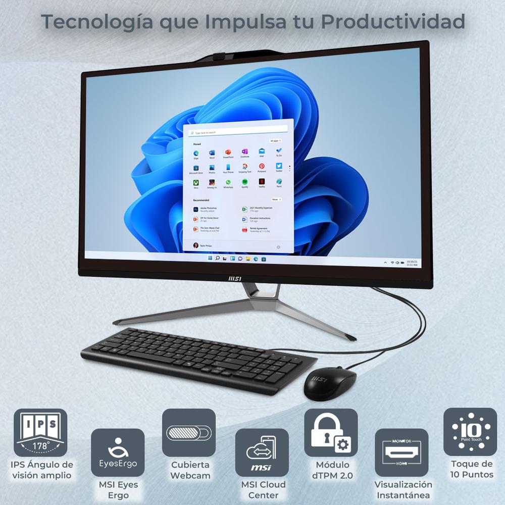 Foto 5 pulgar | All In One Msi Pro Ap222t 13m-068us Pentium Gold G7400 12gb 128gb Ssd 21.5'' Fhd Touch Screen Usb-c Teclado Mouse
