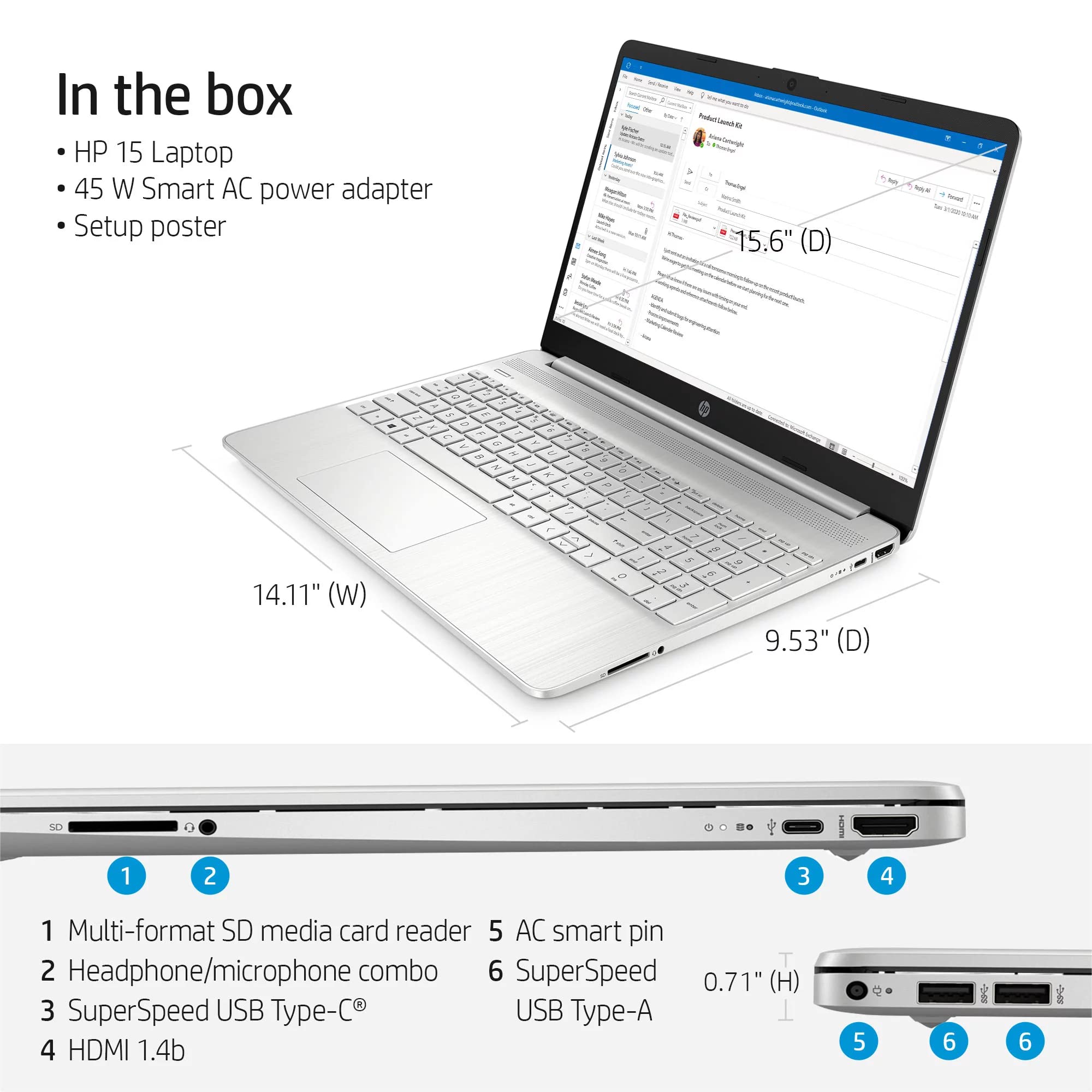 Foto 6 pulgar | Laptop Hp 15.6 Pulgadas Intel Core I5 Windows 11 Pro 8 GB RAM 512 GB Ssd-Venta Internacional