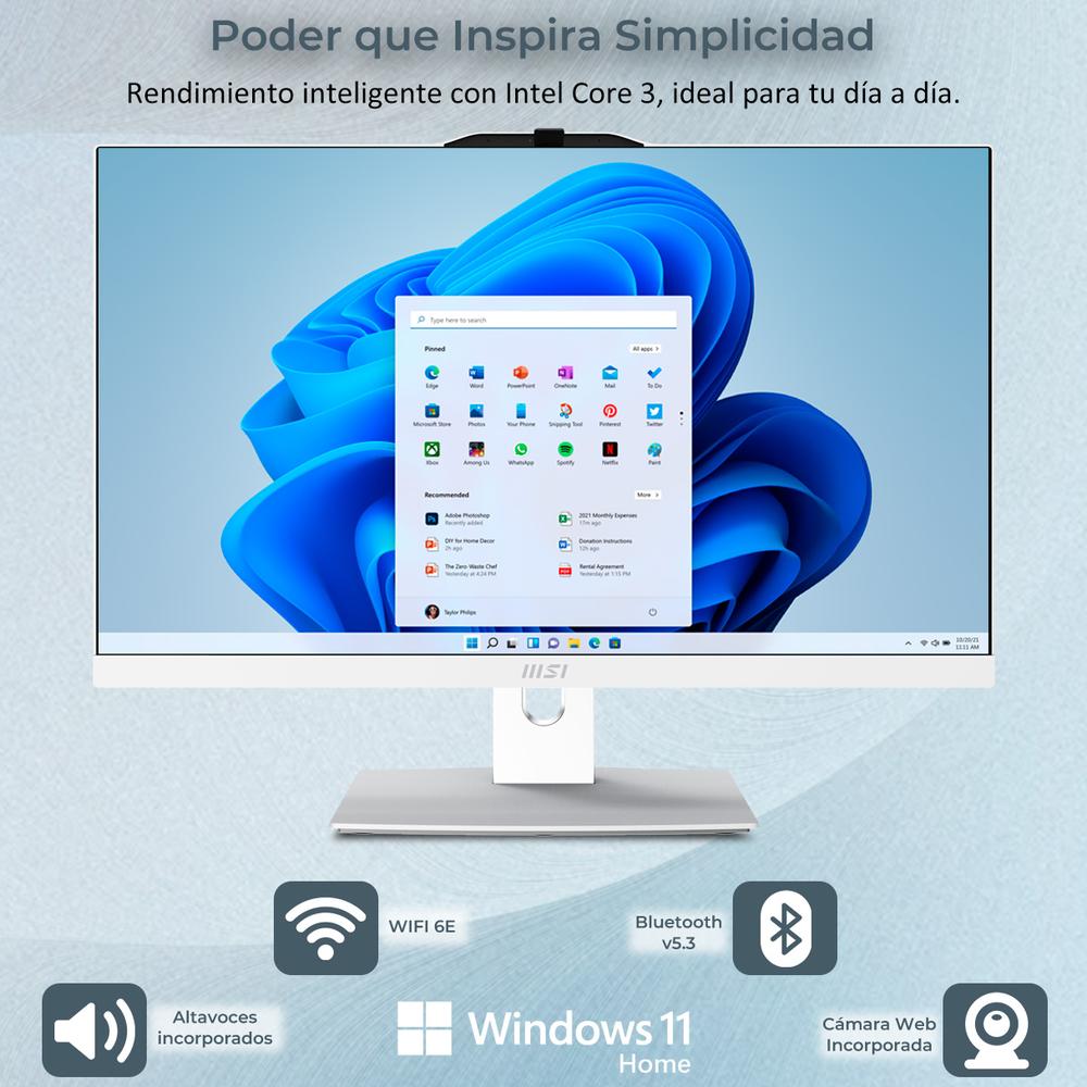 Foto 4 pulgar | All In One Msi Core 3 16gb 512gb M.2 23.8 Fhd Touch W11h Wht