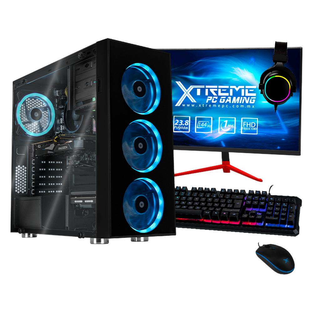 Xtreme Pc Gaming Amd Radeon Rx 6500 Xt Ryzen 5 4500 16gb Ssd 250gb 2tb Monitor 23.8 144hz Wifi Black
