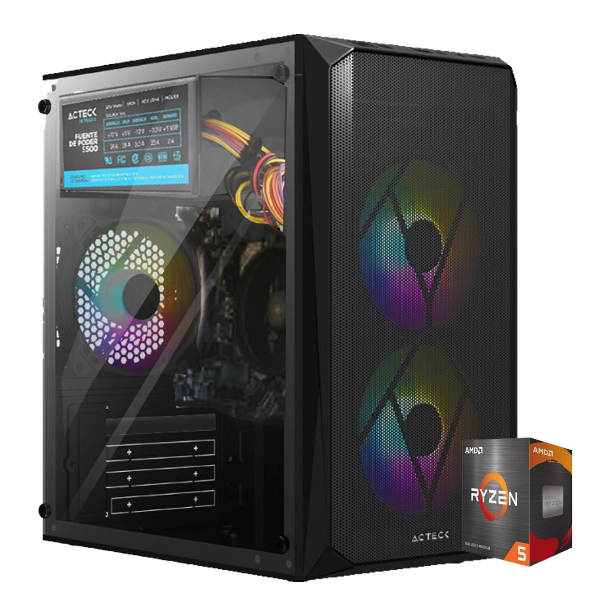 Foto 2 pulgar | Cpu Computadora Armada Ryzen 5, 16gb Ram 960gb Ssd, Gabinete Rgb