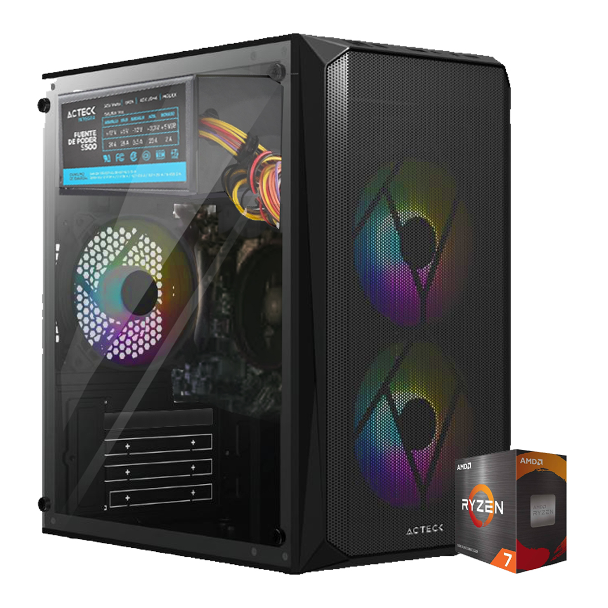 Foto 2 pulgar | Cpu Computadora Armada Ryzen 7, 16gb Ram 960gb Ssd, Gabinete Rgb