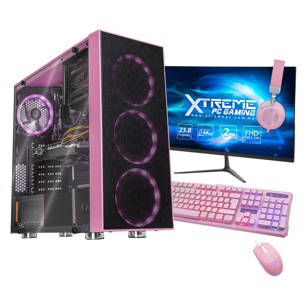 Foto 2 pulgar | Xtreme Pc Gaming Amd Radeon Rx 6600 Ryzen 5 5500 16gb Ssd 500gb Monitor 23.8 144hz Wifi Pink