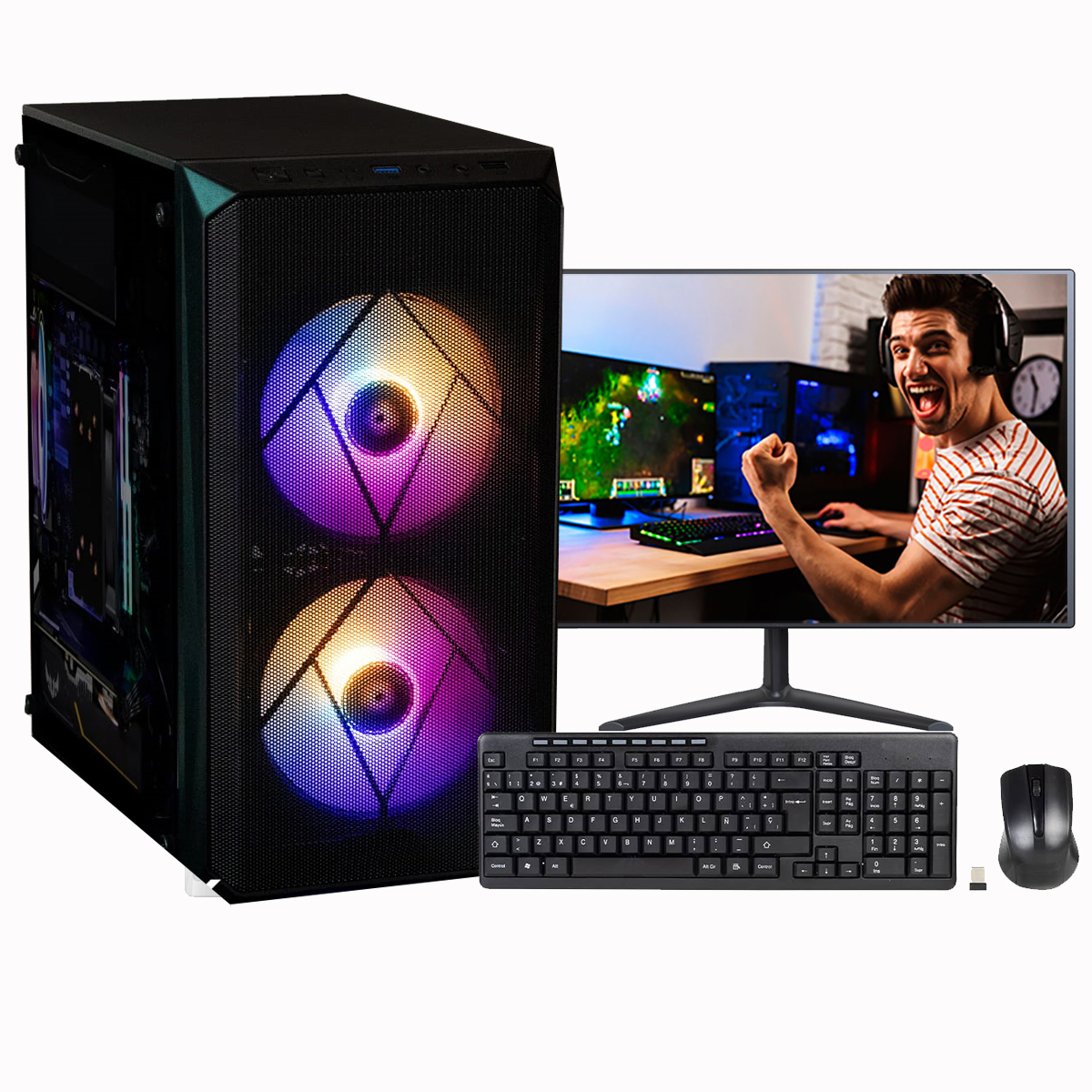 Pc Computadora Armada Core I3 Rgb 16gb Ram 960gb Ssd Monitor Full Hd 21.5''