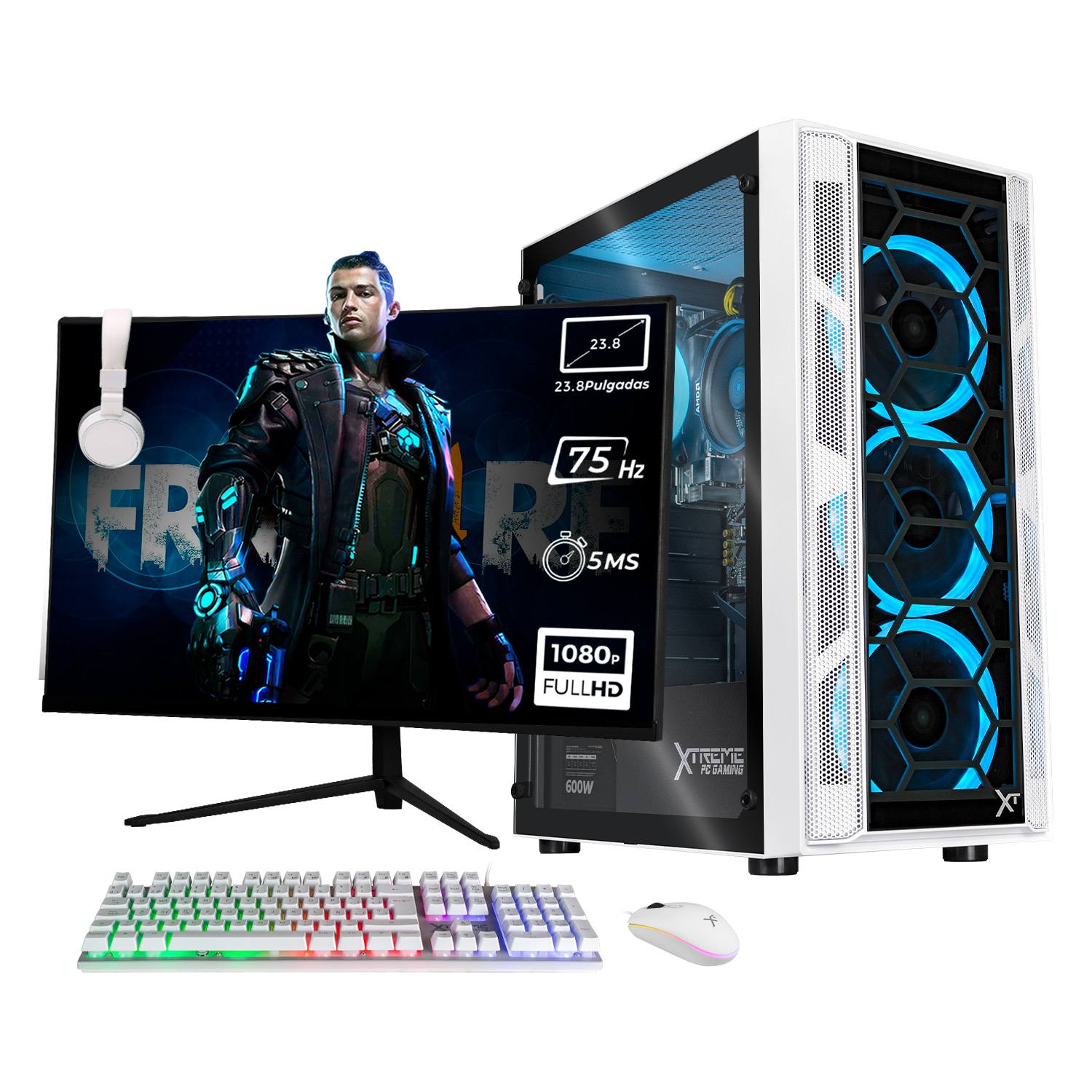 Foto 2 pulgar | Xtreme Pc Gaming Amd Radeon Vega Renoir Ryzen 7 5700g 16gb Ssd 500gb Monitor Curvo 23.8 Wifi Blanco