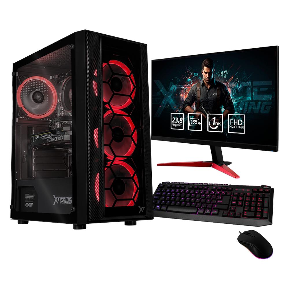 Xtreme Pc Gaming Geforce Rtx 4060 Amd Ryzen 5 5500 16gb Ssd 1tb Monitor 23.8 165hz Teclado Mouse Wifi Kronos Black