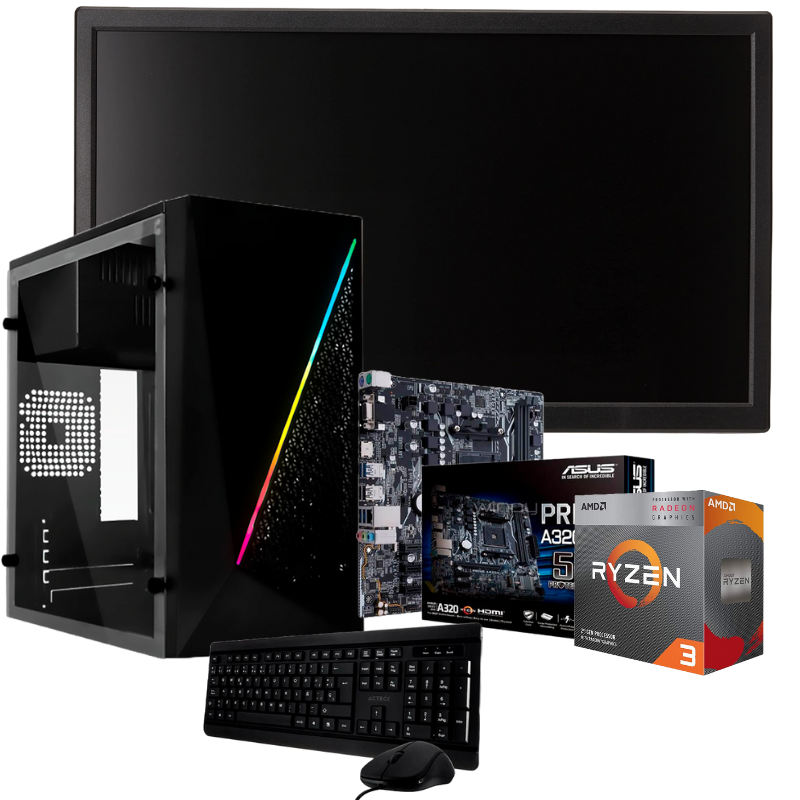 Foto 2 pulgar | Pc Gamer Pcrz3200g8G-2 Color Negro Basica Ryzen 3 3200g 16gb Ram M.2 500gb Monitor 21.8'' Wifi