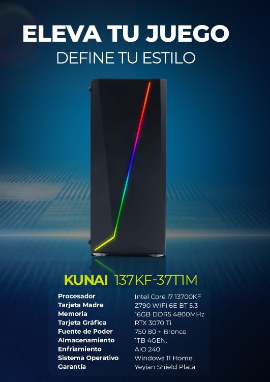 Foto 6 pulgar | PC Gamer Yeyian YPT-KU137KF-37T1M RTX 3070ti Core I7 13700KF 16 GB DDR5 1 TB Z790 Wifi BT 750w 80+ Bronce Win11