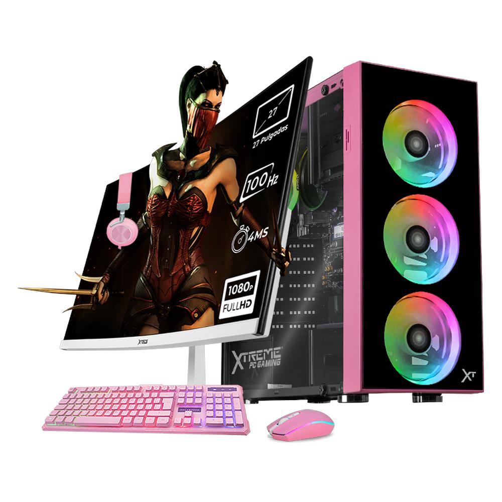 Foto 2 pulgar | Xtreme Pc Gaming Amd Radeon 780m Ryzen 7 8700g 32gb Ddr5 Ssd 1tb Monitor Curvo 27 100hz Wifi Dragonfly Pink