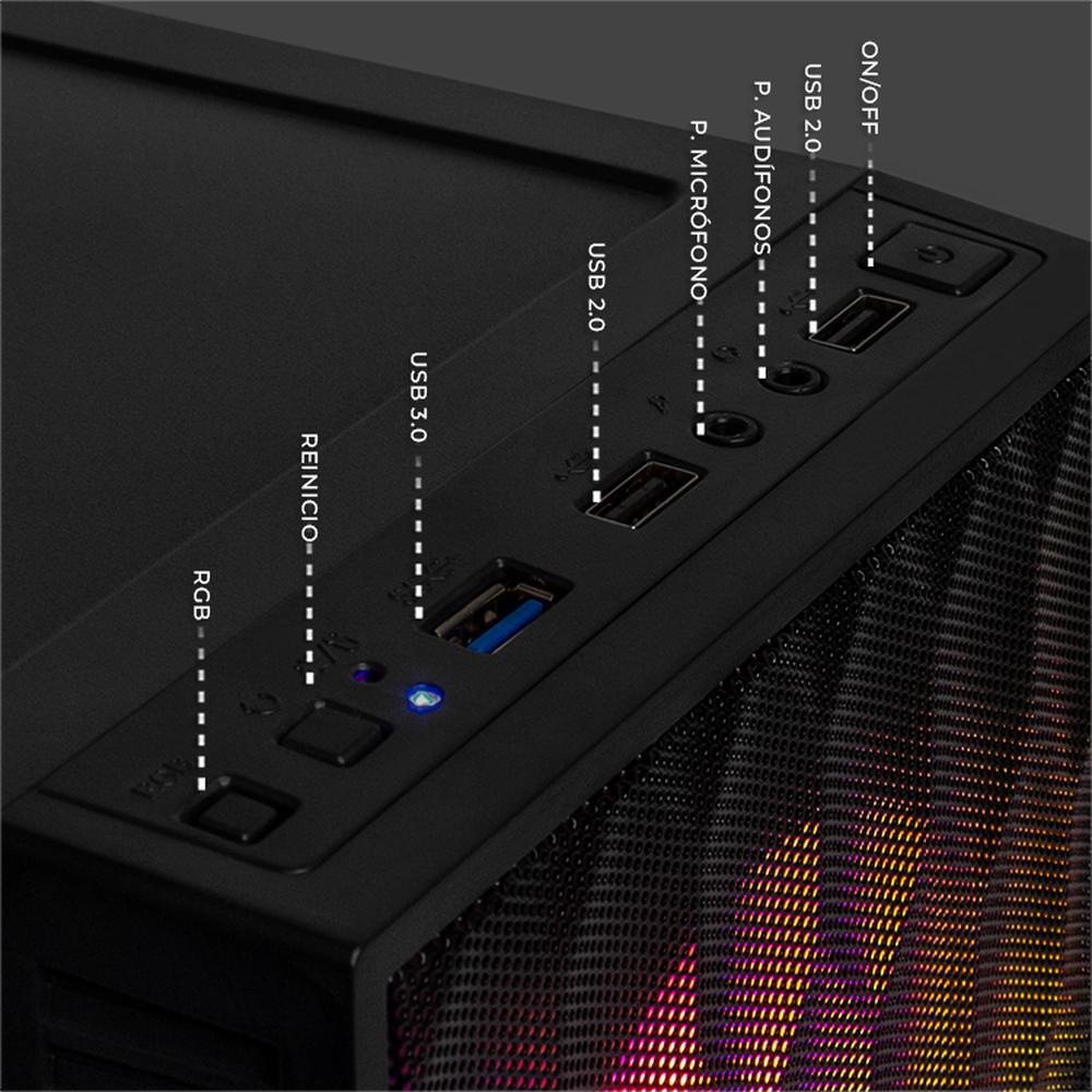 Foto 6 pulgar | Xtreme Pc Gaming Computadora Intel Core I5 12400 16gb Ssd 1tb Monitor 23.8 Curvo 100hz Wifi Fuji Black