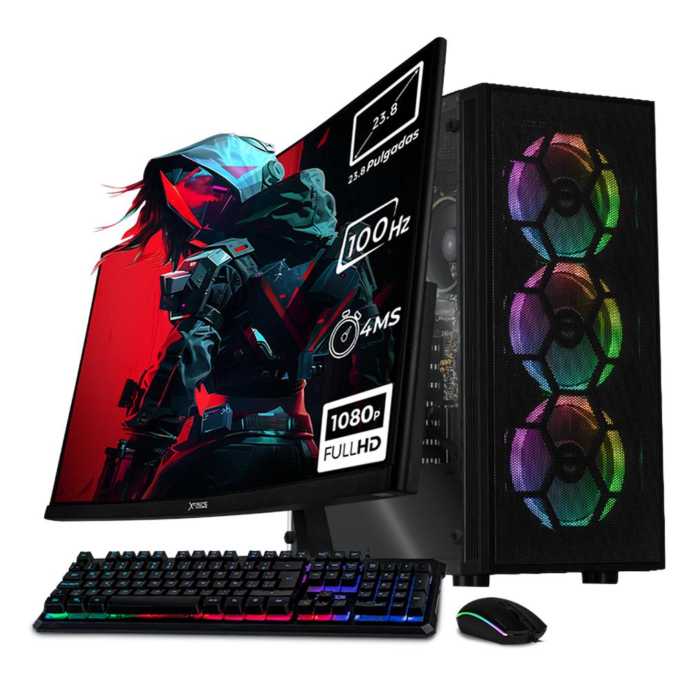 Xtreme Pc Gaming Amd Radeon Vega Renoir Ryzen 7 5700g 16gb Ssd 1tb Monitor Curvo 23.8 100hz Wifi Dragonfly Mesh Black