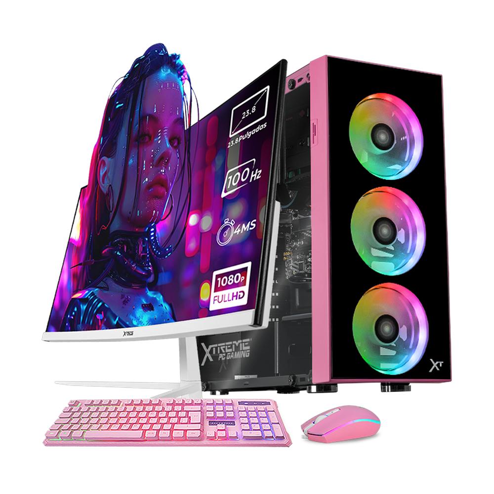 Foto 2 pulgar | Xtreme Pc Gaming Amd Radeon Vega Renoir Ryzen 7 5700g 16gb Ssd 1tb Monitor Curvo 23.8 100hz Wifi Dragonfly Pink