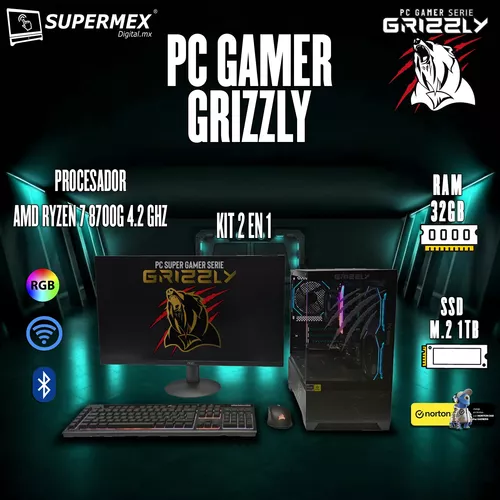 Foto 5 | Pc Grizzly Amd Ryzen 7 8700g 4.2ghz 32gb M.2 1tb Monitor 27'' Kit 2 En 1 Wifi Bt Pg-amd062