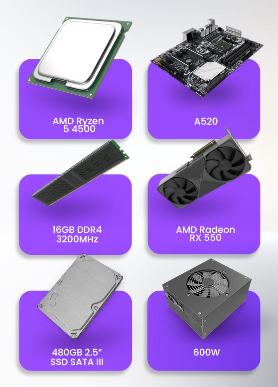 Foto 7 | Pc Gamer Getttech Gpa-gft4500b-5502m Ryzen 5 4500, Radeon Rx550, 16gb Ddr4, 480gb Nvme, Fuente 600w, Fish Tank ,win11
