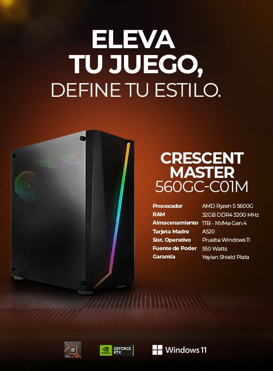 Foto 6 | Pc Gamer Yeyian Ypa-cm560gc-c01m Amd Ryzen 5 5600g, 32gb Ddr4, 1tb Nvme, Amd A520, 500w, Windows 11