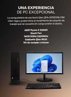 Foto 4 | Computadora De Escritorio Qian Qpa-op320gb-01m Ryzen 3 3200g, 16gb Ddr4, 480gb Ssd Sata Iii, A520, 500w, Teclado/m