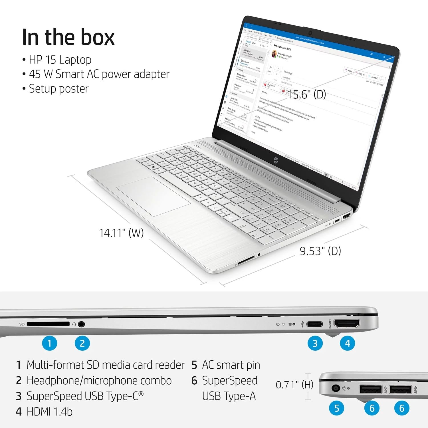 Foto 7 | Ordenador Portátil Hp 15 Para Empresas Y Estudiantes, 15,6 Pulgadas, Pantalla Fhd, Intel I3, 8 Gb/512 Gb - Venta