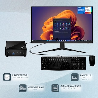 Foto 2 | Computadora Msi Cubi 5 12m Core I7 24gb 1tb Ssd Monitor 27 Teclado Mouse Cubi512m-i724g1tbmktm