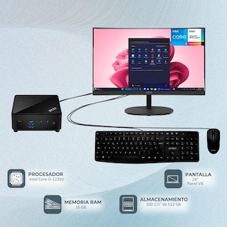 Foto 2 | Computadora Msi Cubi 5 12m Core I5 16gb 512gb Ssd Monitor 24 Teclado Mouse Cubi512m-i516g512mktm