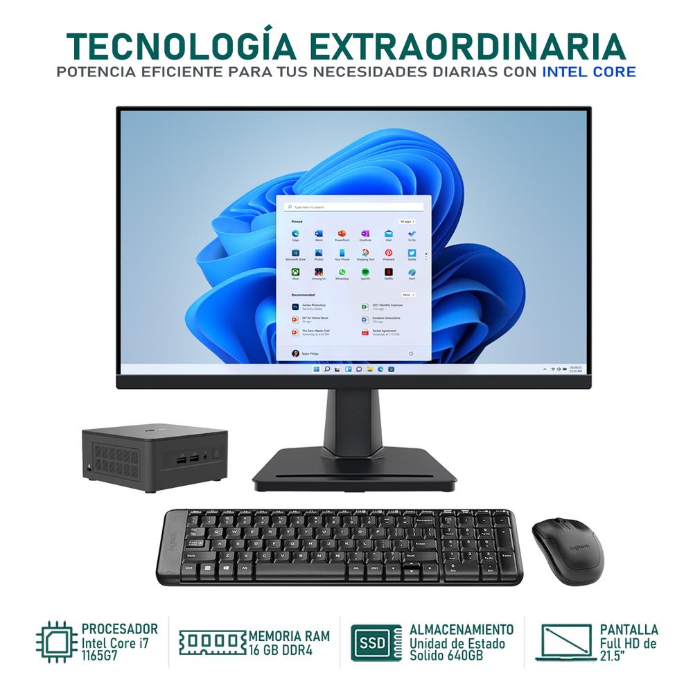 Foto 3 pulgar | Computadora Pc Asus Nuc 11 Pro Intel Core I7 1165g7 16gb Ram 640gb Ssd Monitor 21.5'' Teclado Mouse Logitech
