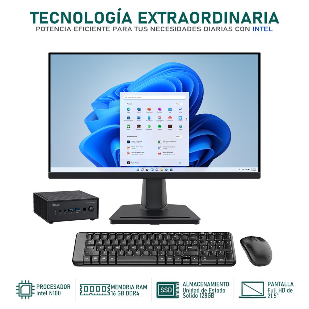Foto 2 | Computadora Pc Asus Expertcenter Pn42 Intel N100 16gb Ram 128gb Ssd Monitor 21.5'' Teclado Mouse Logitech