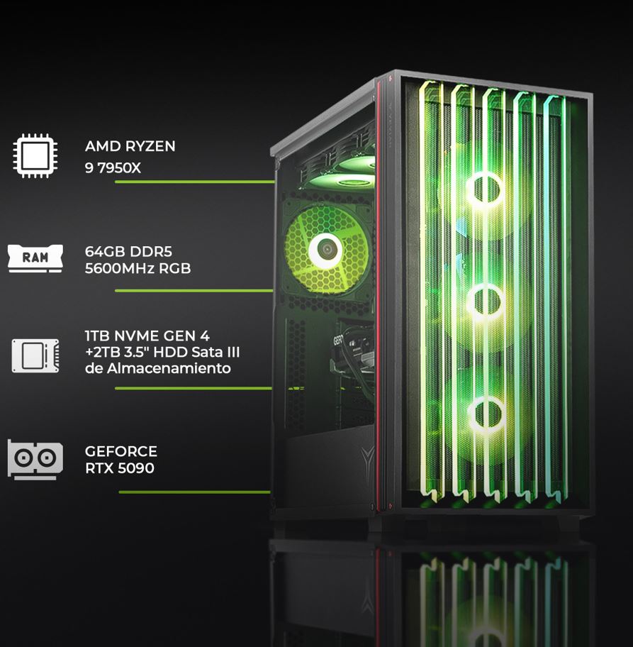 Foto 8 pulgar | Pc Gamer Yeyian Ypa-ms795xd-5901m Ryzen 9 7950x, Rtx 5090, 64gb Ddr5, 1tb Nvme, 2tb Hdd, X670, Aio360, 1000w 80+pla