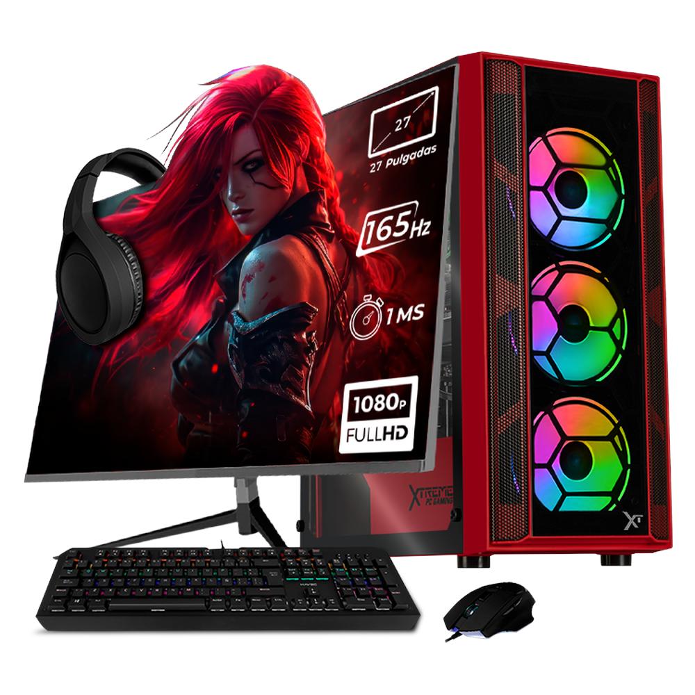 Xtreme Pc Gaming Amd Radeon Rx 6600 Ryzen 7 5700 32gb Ssd 1tb Monitor 27 165hz Wifi Red