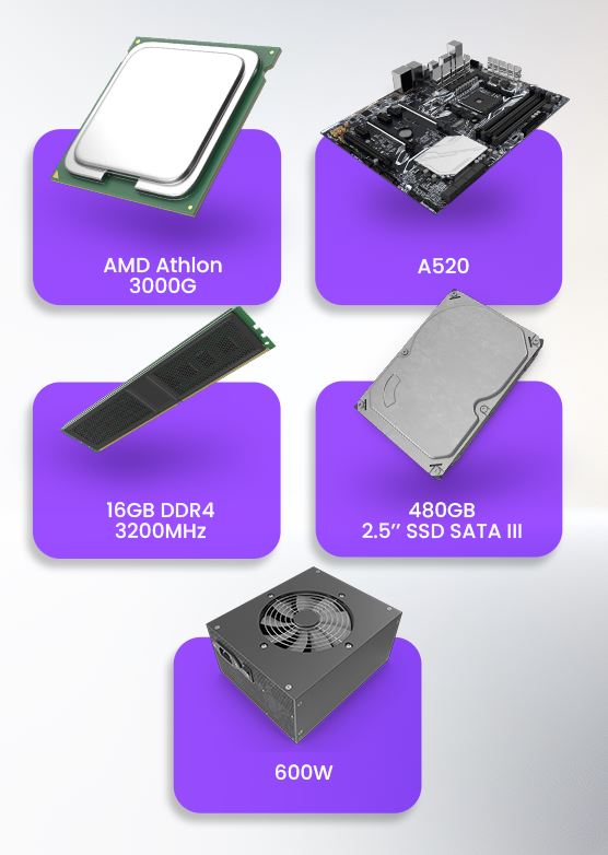 Foto 8 pulgar | Pc Gamer Getttech Gpa-gft300gb-01m Amd Athlon 3000g  16gb Ddr4  480gb 2.5” Ssd Sata Iii  Amd A520  Fuente 600w