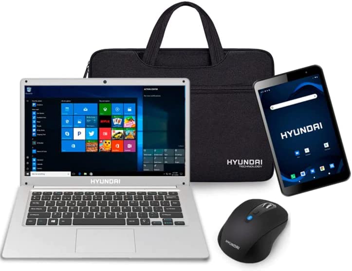 Foto 2 pulgar | Bundle 4 En 1, Tableta, Laptop, Mouse Y Malet Hyundai Ht14ccic4g8wb103, 14.1 Pulgadas, Intel Celeron, N4020, 4 G