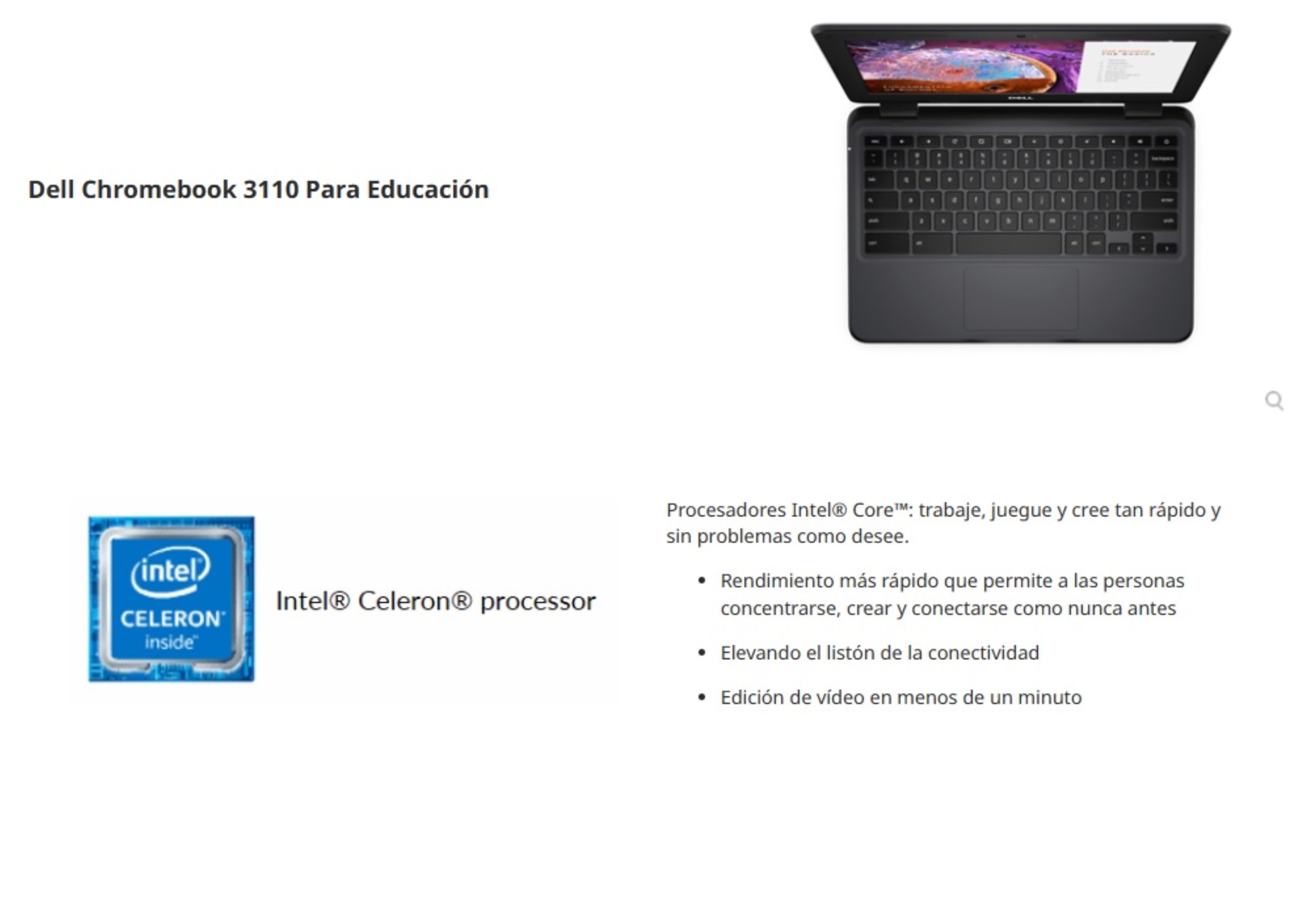 Foto 5 pulgar | Laptop Dell Chromebook 3110 N4500 11.6'' HD Intel Celeron color Negro