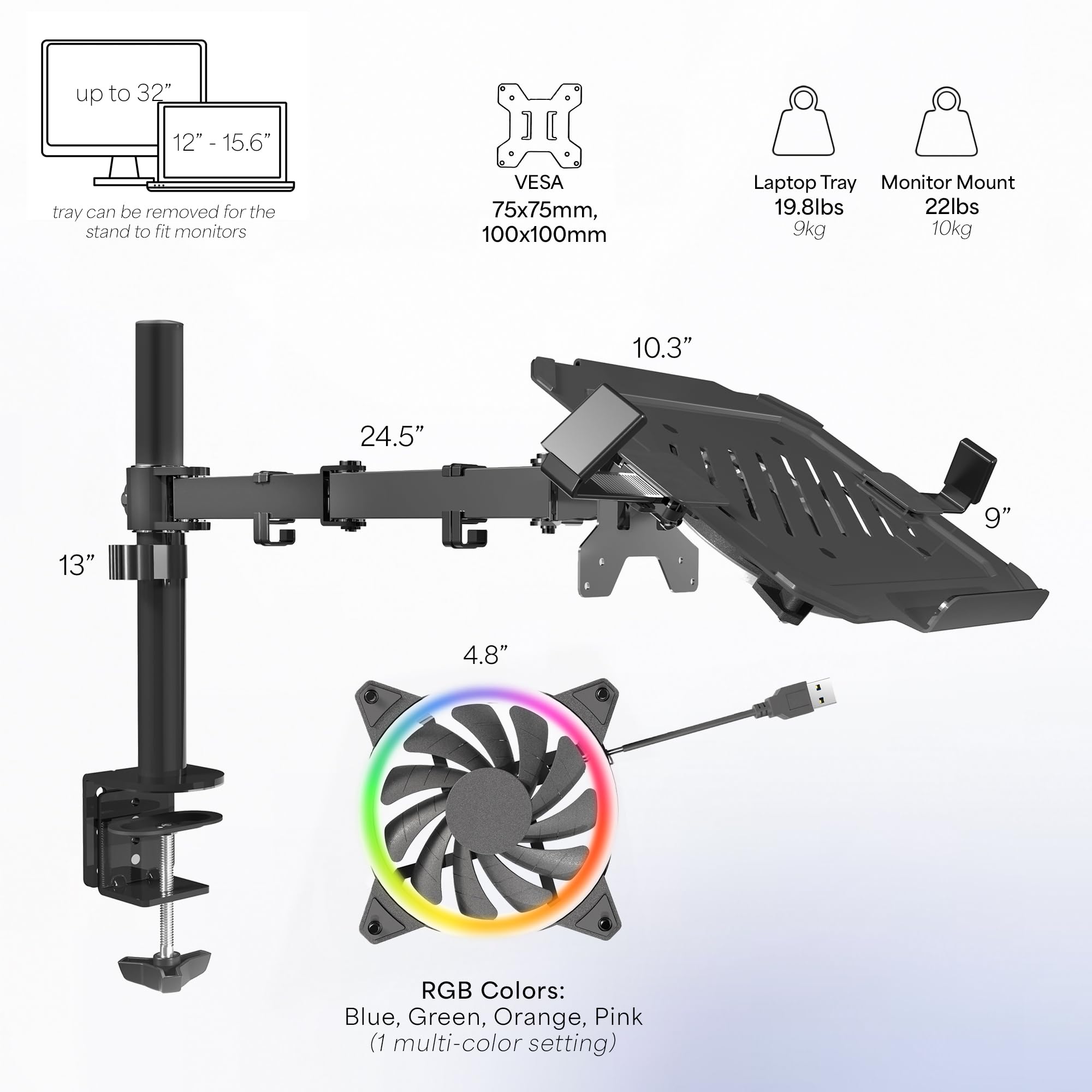 Foto 4 | Soporte De Escritorio Para Portátil Vivo Stand-v001lf 12-15.6 - Venta Internacional.