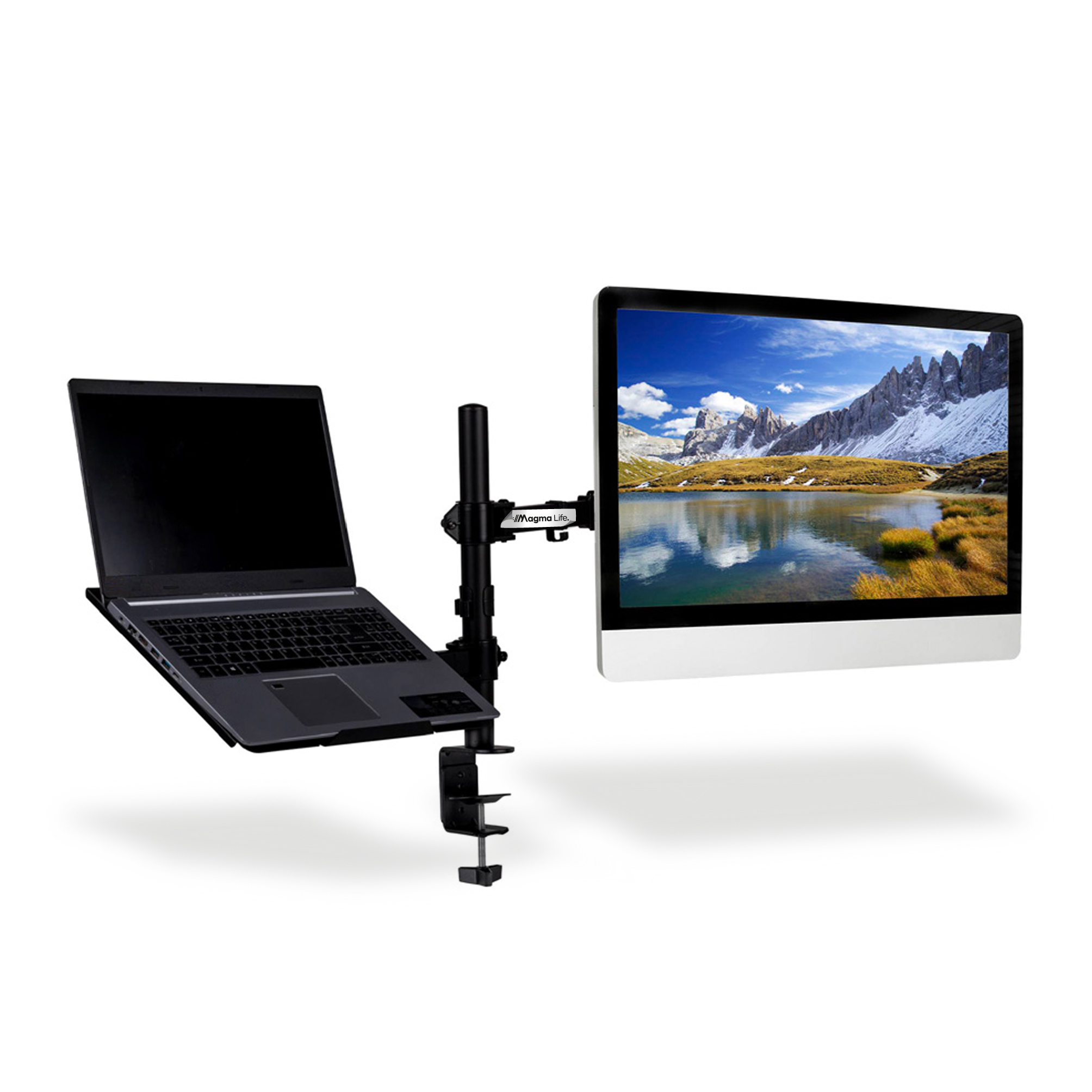Foto 2 pulgar | Magma Life Soporte Para Monitor Y Laptop: Soporte Dual Para Fijar En El Escritorio, Carga Hasta 8kg, Estructura Duradera