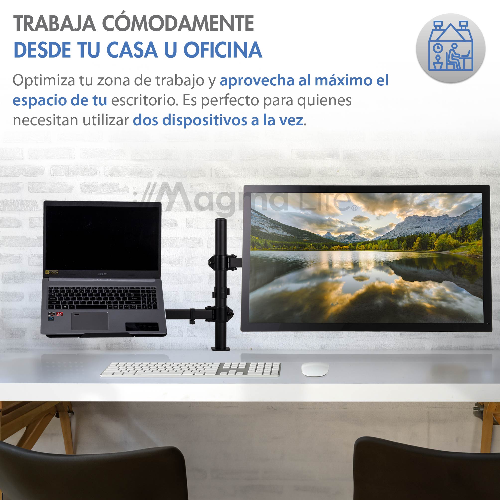Foto 4 pulgar | Magma Life Soporte Para Monitor Y Laptop: Soporte Dual Para Fijar En El Escritorio, Carga Hasta 8kg, Estructura Duradera