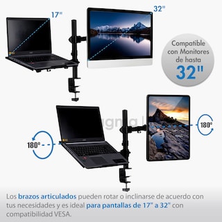 Foto 4 | Magma Life Soporte Para Monitor Y Laptop: Soporte Dual Para Fijar En El Escritorio, Carga Hasta 8kg, Estructura Duradera