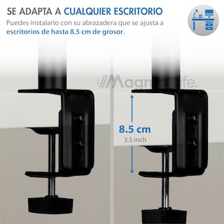 Foto 5 | Magma Life Soporte Para Monitor Y Laptop: Soporte Dual Para Fijar En El Escritorio, Carga Hasta 8kg, Estructura Duradera