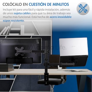 Foto 7 | Magma Life Soporte Para Monitor Y Laptop: Soporte Dual Para Fijar En El Escritorio, Carga Hasta 8kg, Estructura Duradera
