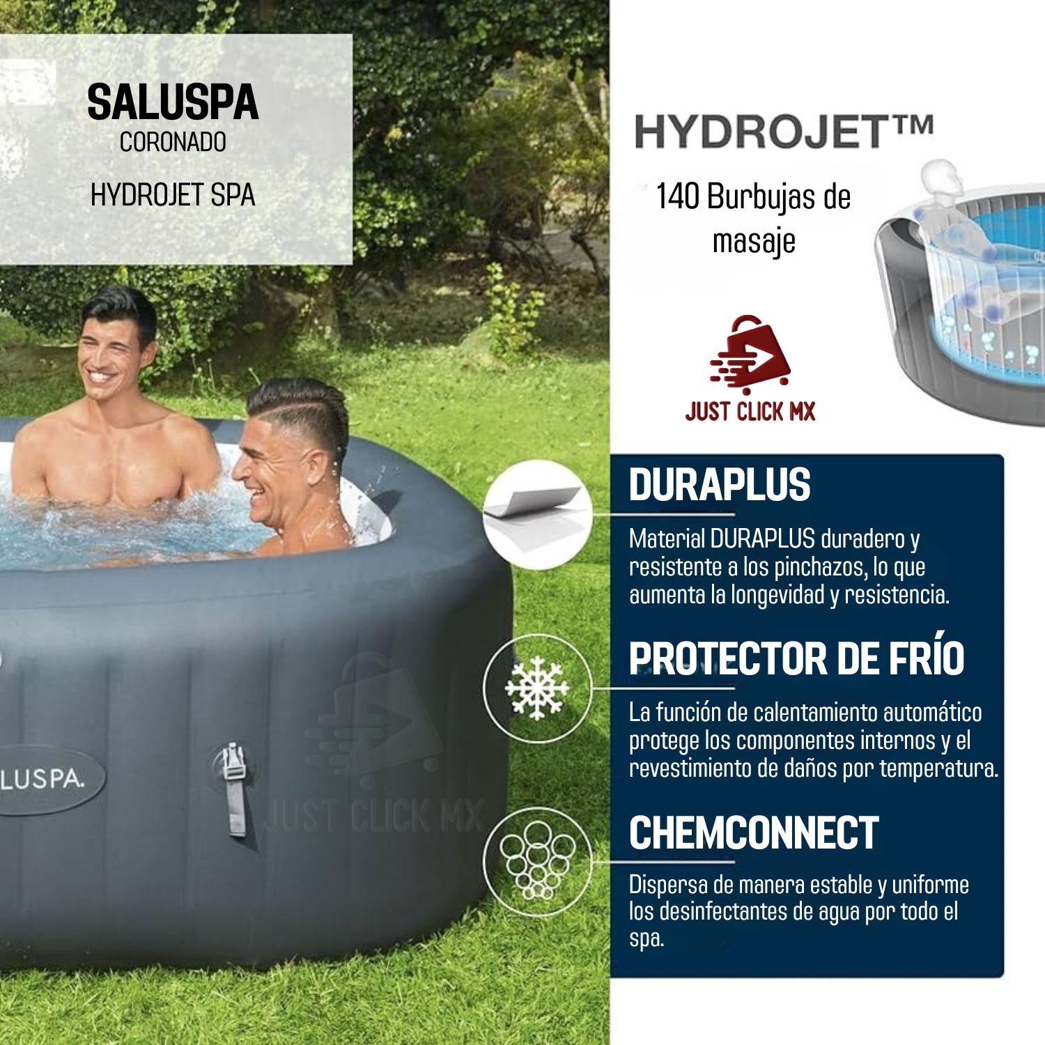 Foto 5 | Jacuzzi Inflable De Hidromasaje Saluspa Coronado Bestway 180-justclick Mx