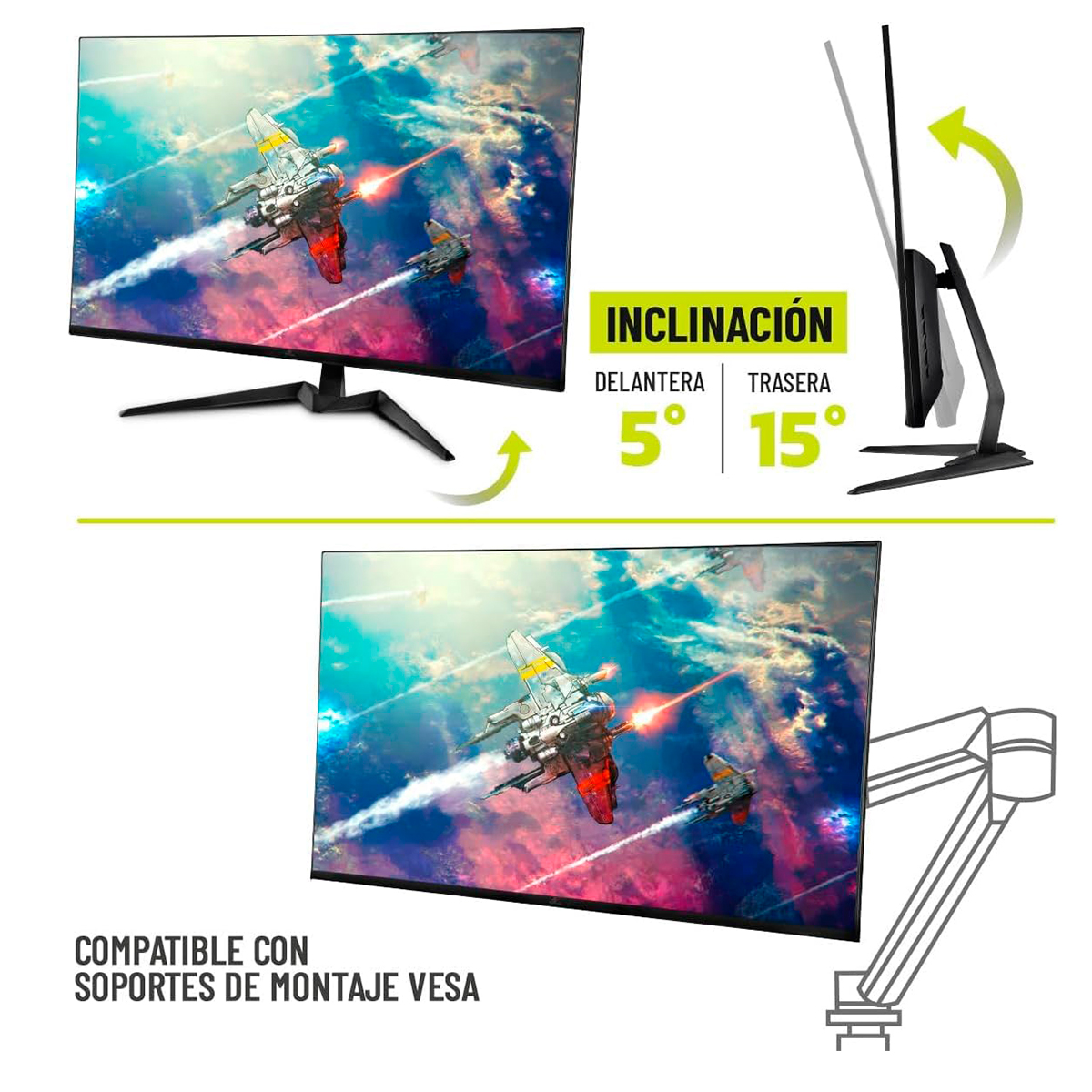Foto 4 pulgar | Monitor Gamer Yeyian Ymf-va27-01 Plano 27'' Odraz Fhd 1ms 165 Hz