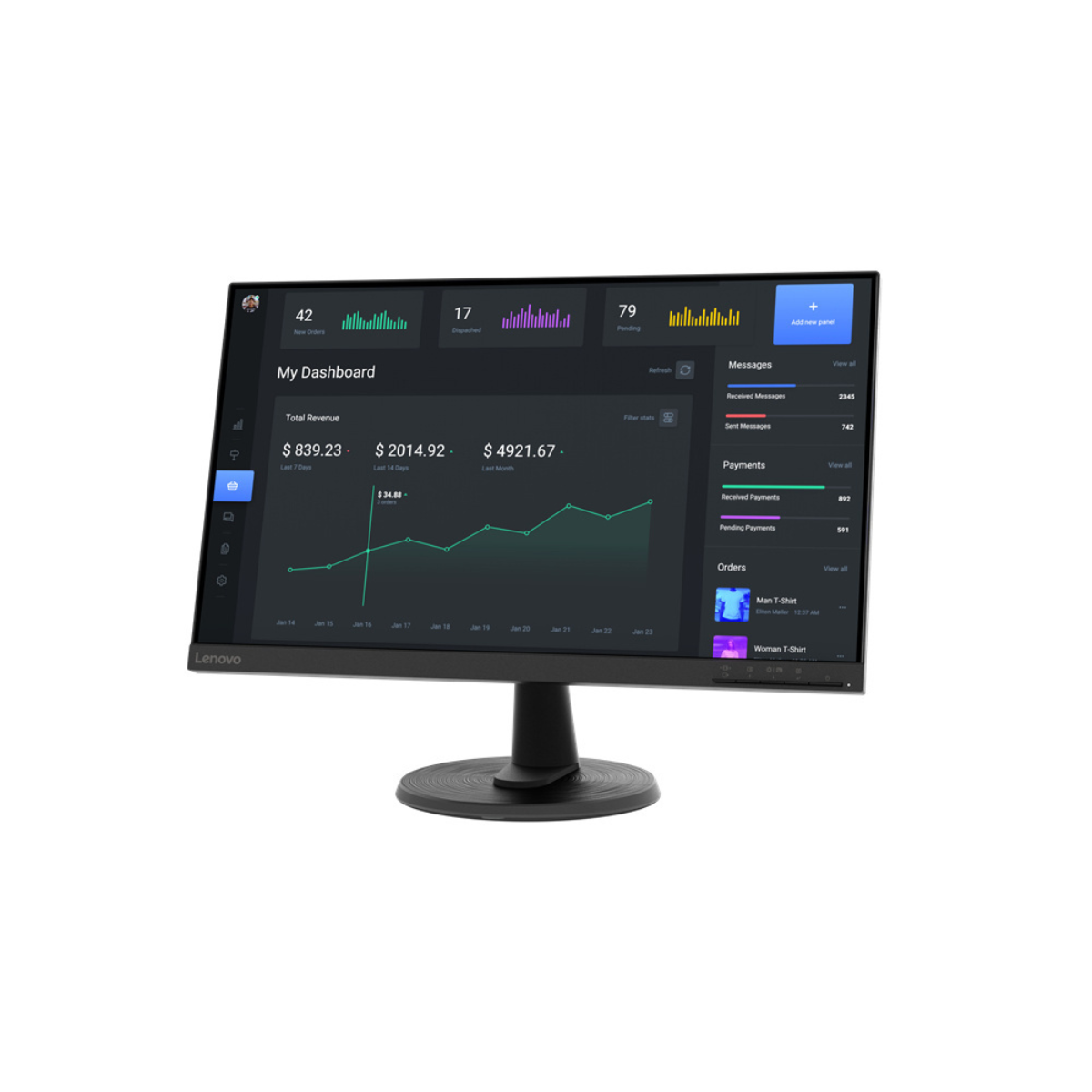 Foto 3 pulgar | Monitor Lenovo Thinkvision C24-40 Led 23.8'' Full Hd, Freesync, 75hz, Hdmi, Negro