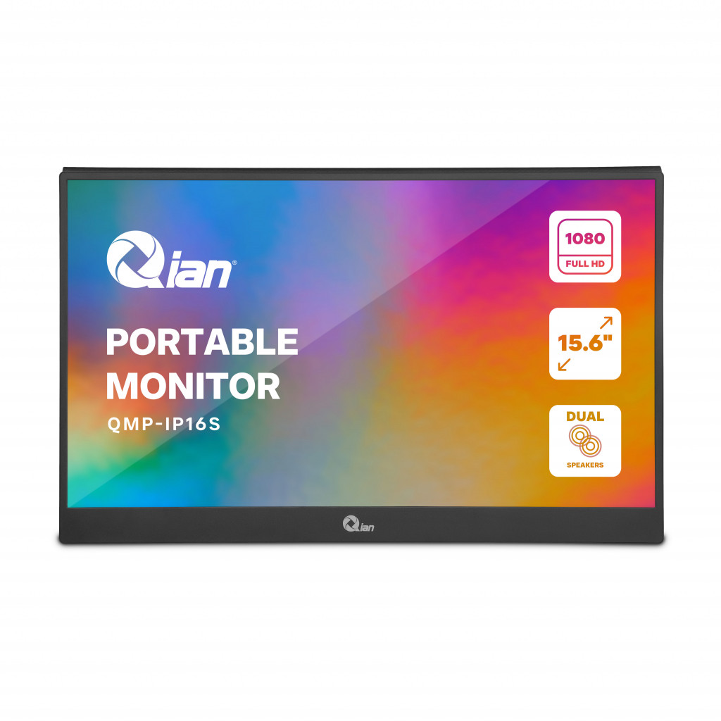 Monitor Portátil Qian Qmp-ip16s Ips 15.6”fullhd 1920x1080, 60hz, Altavoz, Hdr, Visión 178° Antireflejo, Cub